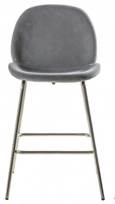 Product photograph of Flanagan Velvet Barstool Sold In Pairs - Comes In Light Grey Black And Dark Grey Options from Choice Furniture Superstore