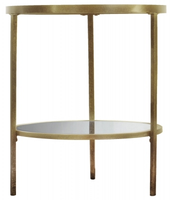 Product photograph of Dundee Glass Side Table With Champagne Trim from Choice Furniture Superstore