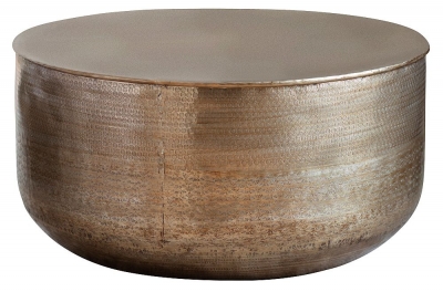 Product photograph of Ashta Brass Drum Round Coffee Table from Choice Furniture Superstore