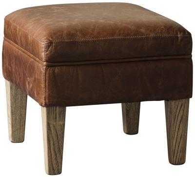 Product photograph of Mr Paddington Vintage Brown Leather Stool from Choice Furniture Superstore