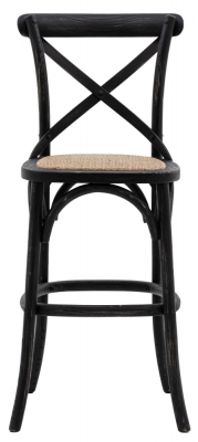 Product photograph of Cafe Black Rattan Barstool Sold In Pairs from Choice Furniture Superstore