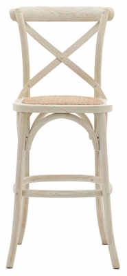 Image of Set of 2 Cafe White Rattan Cross Back Stool