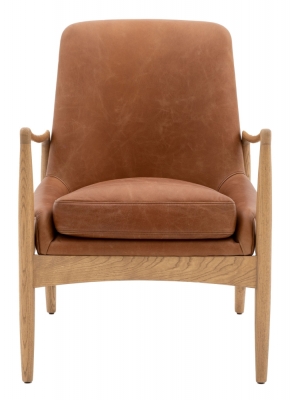 Product photograph of Carrera Brown Leather Armchair from Choice Furniture Superstore