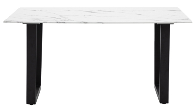 Product photograph of Kenly Marble Effect Glass 4 Seater Dining Table - Comes In White And Black Top Options from Choice Furniture Superstore