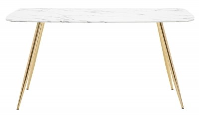 Product photograph of Evans 160cm White Marble Effect And Gold Dining Table from Choice Furniture Superstore