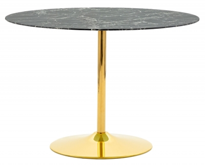 Product photograph of Fielding 110cm Black Marble Effect And Gold Round Dining Table from Choice Furniture Superstore