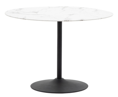 Product photograph of Fielding Black And White Marble Effect Glass Round Dining Table - 2 Seater from Choice Furniture Superstore