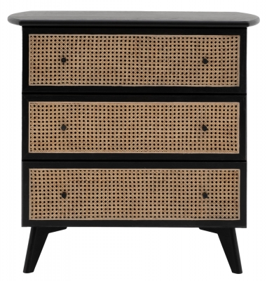 Product photograph of Skylar Black Rattan 3 Drawer Chest from Choice Furniture Superstore