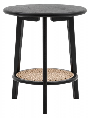 Product photograph of Skylar Black Rattan Round Bedside Table from Choice Furniture Superstore