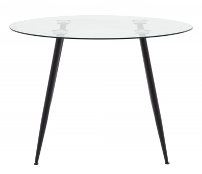 Product photograph of Mack Clear Glass And Black Dining Table - 2 Seater from Choice Furniture Superstore