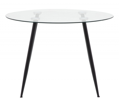 Product photograph of Mack 110cm Clear Glass Round Dining Table from Choice Furniture Superstore