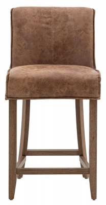 Product photograph of Tarnby Brown Leather Barstool Sold In Pairs from Choice Furniture Superstore