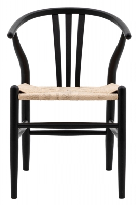 Product photograph of Nashville Wishbone Bentwood Dining Chair - Black And Woven Seat Sold In Pairs from Choice Furniture Superstore