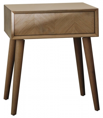 Product photograph of Lancaster Chevron Oak 1 Drawer Side Table from Choice Furniture Superstore