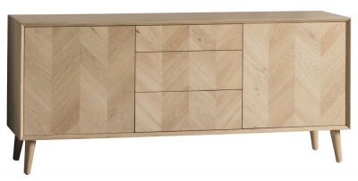 Product photograph of Lancaster Chevron Oak 2 Door 3 Drawer Sideboard from Choice Furniture Superstore