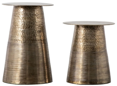 Product photograph of Marisol Antique Brass Round Side Table Set Of 2 from Choice Furniture Superstore