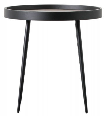 Product photograph of Veda Natural Round Side Table With Black Base from Choice Furniture Superstore