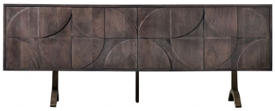 Sharma Dark Mango Wood Geomatric 180cm Large Sideboard 4 Doors