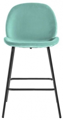 Product photograph of Flanagan Mint Velvet Fabric Barstool With Black Legs Sold In Pairs from Choice Furniture Superstore