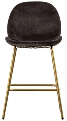 Product photograph of Flanagan Brown Velvet Fabric Barstool With Gold Legs Sold In Pairs from Choice Furniture Superstore