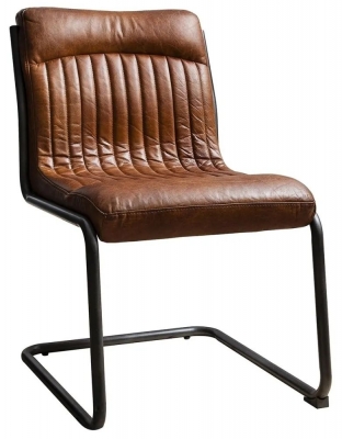 Product photograph of Set Of 2 Capri Brown Leather Dining Chair from Choice Furniture Superstore