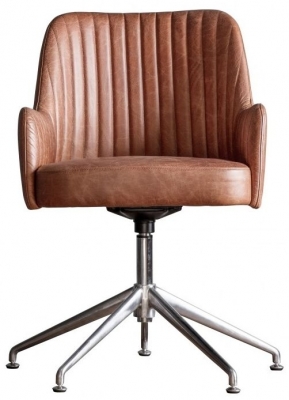 Product photograph of Curie Leather Swivel Chair - Comes In Brown And Ebony Options from Choice Furniture Superstore