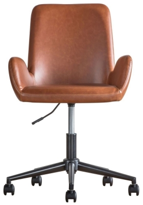 Product photograph of Faraday Brown Leather Swivel Chair from Choice Furniture Superstore