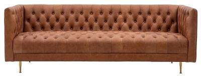 Dalton 3 Seater Sofa Comes In Antique Brown Leather And Moss Green Fabric Options