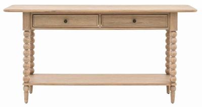 Product photograph of Artisan Natural Console Table With Bobbin Legs - 2 Drawers from Choice Furniture Superstore