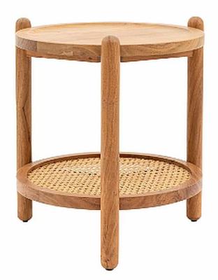 Product photograph of Corley Natural Acacia Round Side Table from Choice Furniture Superstore