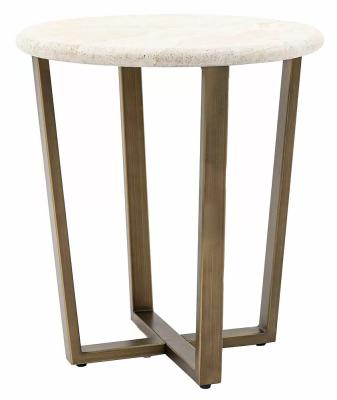 Product photograph of Moderna Travertine Stone Top Side Table from Choice Furniture Superstore