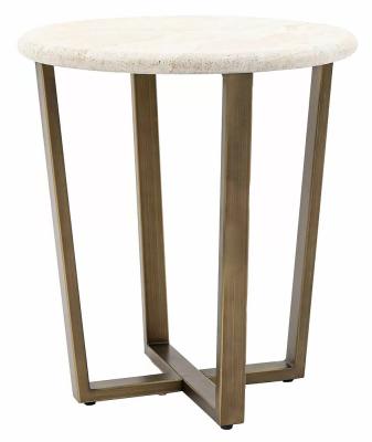 Moderna Travertine Stone Top Side Table