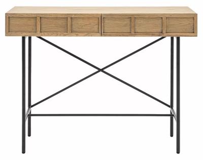 Panelled Grey Washed 2 Drawer Console Table