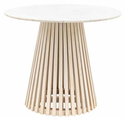 Soho White Marble Top And Natural 2 Seater Round Dining Table