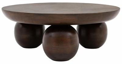 Product photograph of Sculpt Dark Mango Wood Round Coffee Table from Choice Furniture Superstore