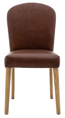 Hinton Antique Brown Leather Dining Chair Sold In Pairs