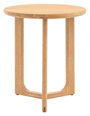 Catron Round Side Table Comes In Natural And Smoked Options