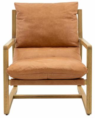 Product photograph of Burela Vintage Brown Leather Lounge Chair from Choice Furniture Superstore