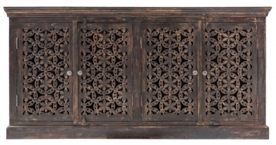 Product photograph of Balotra Carved Mango Wood Large Sideboard from Choice Furniture Superstore