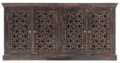 Balotra Carved Mango Wood 180cm Large Sideboard 4 Doors