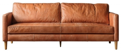 Product photograph of Osborne Vintage Brown Leather 3 Seater Sofa from Choice Furniture Superstore