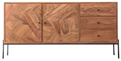 Product photograph of Oklahoma Acacia Wood 2 Door Large Sideboard With Black Iron Legs from Choice Furniture Superstore