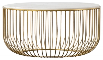 Reedley White Marble and Gold Coffee Table