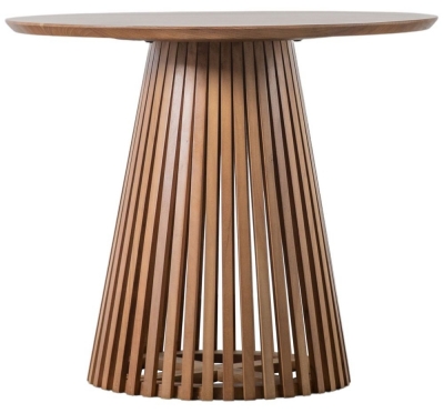 Product photograph of Brookland 90cm Acacia Wood Round Dining Table - Pedastal Slatted Base from Choice Furniture Superstore