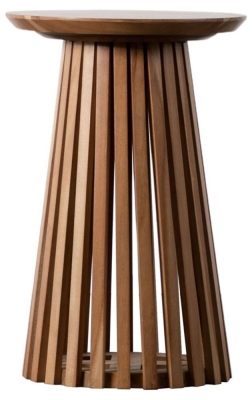 Product photograph of Brookland Acacia Wood Round Side Table - Pedastal Slatted Base from Choice Furniture Superstore