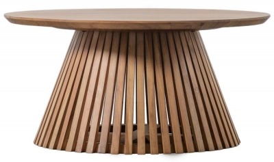 Product photograph of Brisbane Acacia Slatted Wooden Pedestal Coffee Table from Choice Furniture Superstore