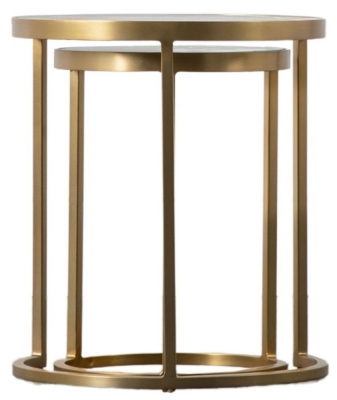 Product photograph of Rowe Gold And Glass Nest Of 2 Tables from Choice Furniture Superstore