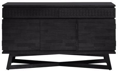 Product photograph of Kingston Boutique Black Mango Wood 3 Door 2 Drawer Sideboard from Choice Furniture Superstore