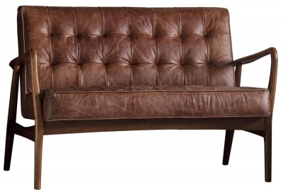 Product photograph of Durham Vintage Brown Leather 2 Seater Sofa from Choice Furniture Superstore