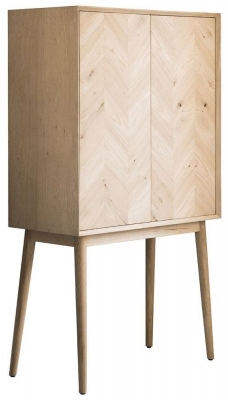 Product photograph of Lancaster Chevron Oak 2 Door Cocktail Cabinet from Choice Furniture Superstore